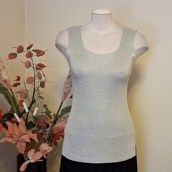NEW Soft Stretch Cardigan Knit Silver Camisoles Tank Top Sleeveless Sweater Tops - Picture 3 of 12